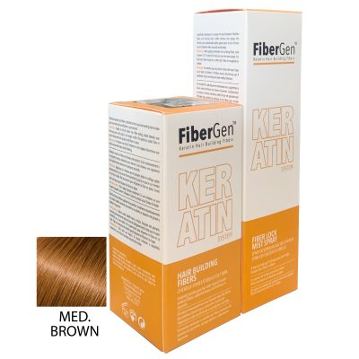 picture of medium brown hair fiber and lock spray